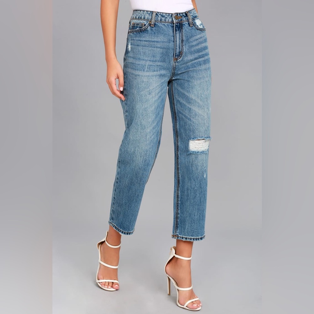 {27/5} EVIDNT Malibu Medium Wash Distressed Girlfriend Jeans